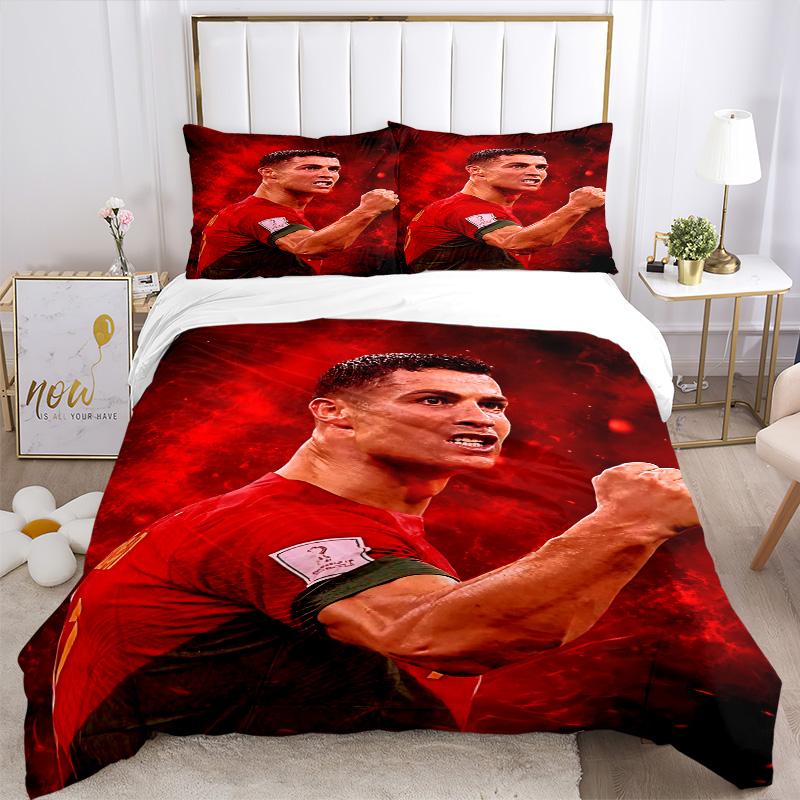 Ronaldo'S Celebration Moment Print 3Pcs Bedding Setduvet Cover With 2 Bedropillowcase Home Birthday Gift