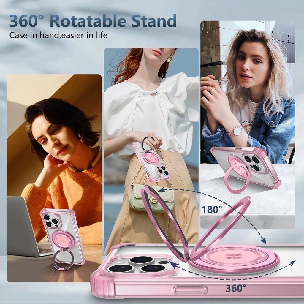 360 Degree Anti-Fall Rotating Holder Phone Case For iPhone 12 13 14 15 Pro Max 15 Plus Magnetic Cover For IPhone13 14 15 ProMax