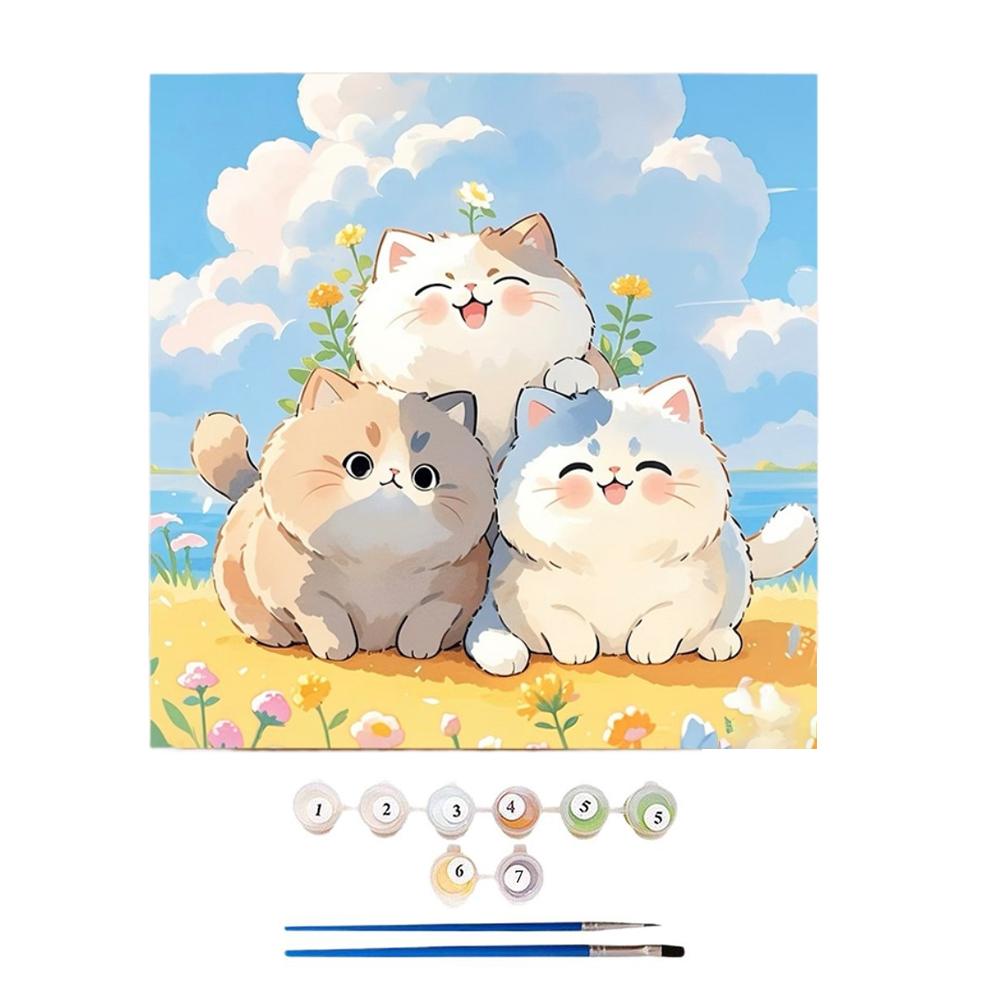 Простой набор для рисования по номерам «Кошка», Наборы для рисования по номерам на холсте для детей и начинающих, Наборы для цифровой масляной живописи для домашнего настенного декора