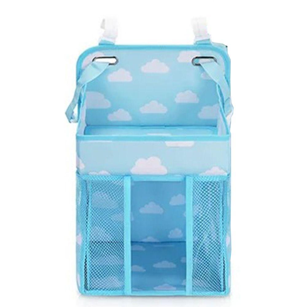 Большая вместимость, органайзер для хранения детской кроватки, 2 С-образных зажима, экономящий место, подвесная сумка для хранения, 3 сетчатых кармана, складная