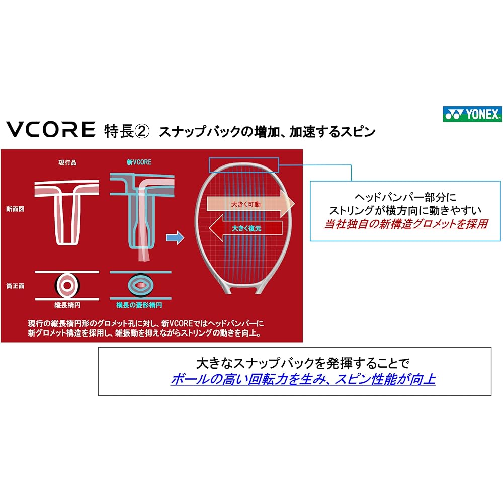Ракетка для тенниса YONEX VCORE 100L Рамка Рубиново-красная G2 08VC100L Легкая Прочная Конструкция