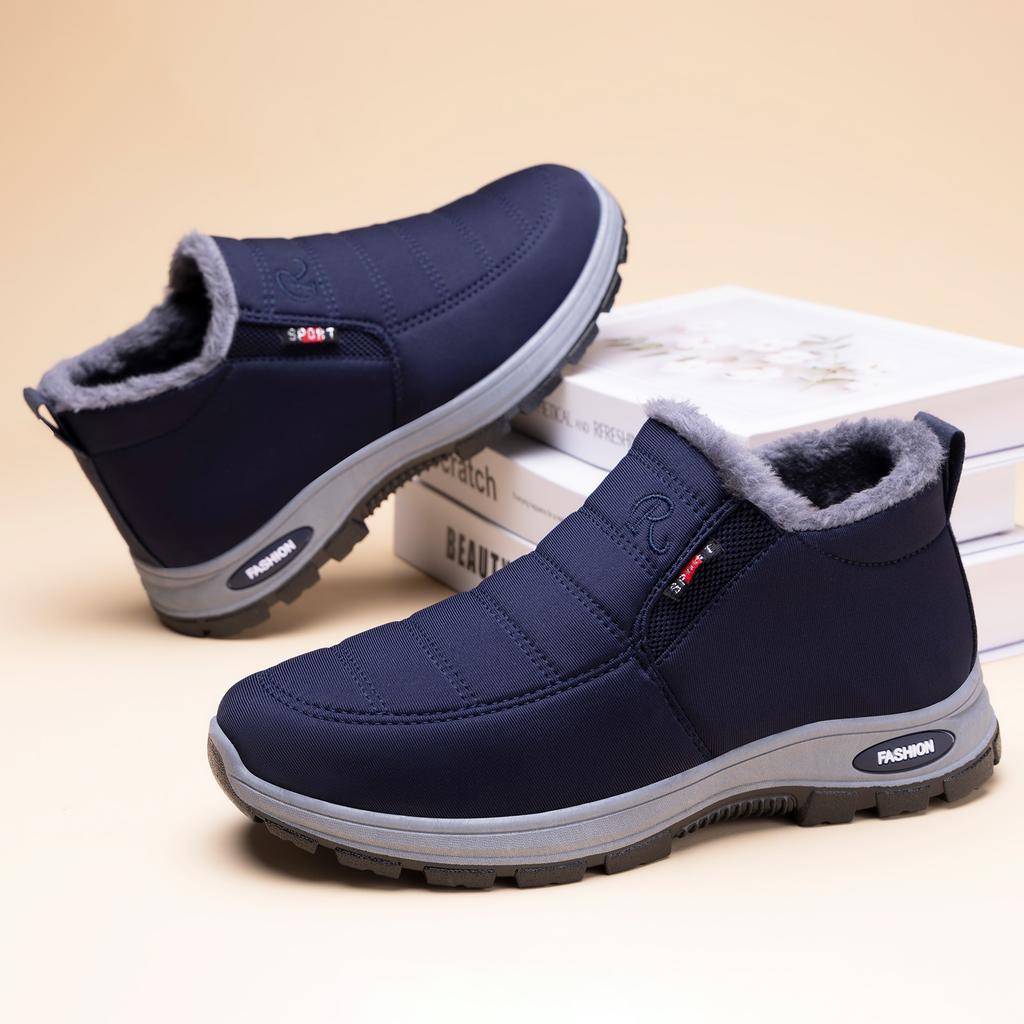 Cotton Shoes for Male Couples Cotton Boots for Warmth Men's Shoes with Cross-border Fleece and Thick Short Boots Thick Soled Snow Boots