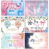 Blue Pink He Or She Gender Reveal Backdrop Boy Or Girl Newborn Baby Shower Party Decor Photography Background Banner Supplies