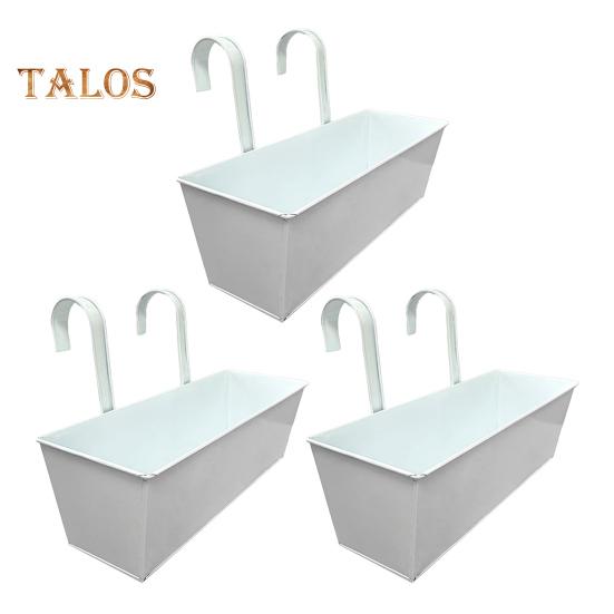 Hanging Flower Pot Rectangular Railing Planter with Drainage Hole 16 Inch Planter Box with Hooks for Balcony Porch or Deck Herbs Flowers