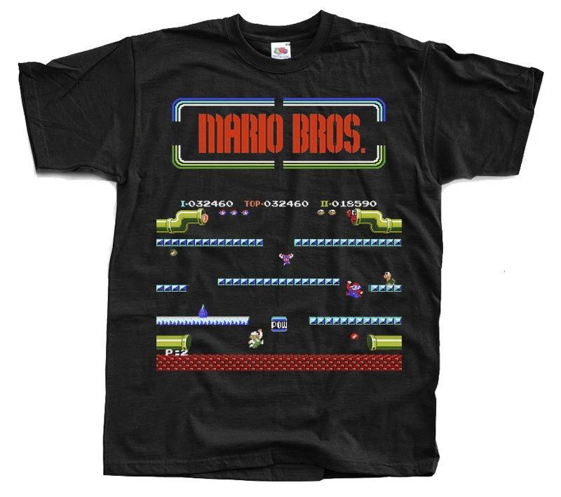 MARIO BROS Nes Футболка Черная Аркада Famicom ВСЕ РАЗМЕРЫ S-5XL