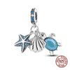 100% Стерлингового Серебра 925 Синий Океан Животное Светящиеся Бабочки Краб Шарм Бусины Подходит 925 Оригинальных Браслетов Роскошные Ювелирные Изделия DIY