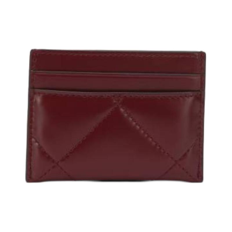 TORY BURCH Kira metal logo diamond quilted nappa leather card holder mini women's red 154993-600