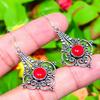 Natural Italian Red Coral Gemstone 925 Sterling Silver Earring 1.97" H5z71