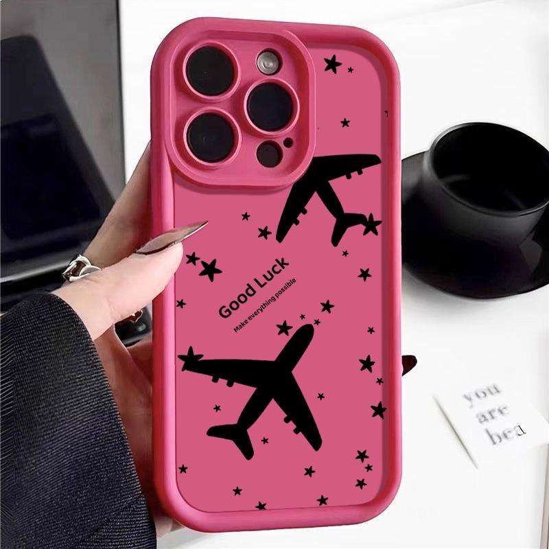 Противоударный Роскошный Силиконовый Чехол с Рисунком Самолета Для iPhone 16 15 14 Pro Max 11 12 13 Pro 16E XR 15 16 Plus Мягкий TPU Чехол для Телефона