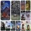 Hedgehog In the Fog Phone Case for Iphone 5 5s 2020se 6 6s 7 8 Plus X 10 XR XS 11 12 13 Mini Pro MAX Black Tpu Back Cover