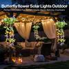 2 Pcs Solar Artificial Vines Hanging Light LED Fairy Lights Fake Butterfly Flower Decor Waterproof Garden Patio Festive