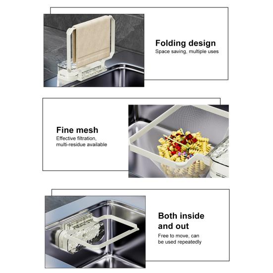 Одноразовая полка для фильтра для раковины с 100 фильтрующими сетчатыми мешками, полка для мусора с текстурой волны воды, присоска, держатель фильтра для раковины
