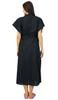 Bimba Nursing Black Cotton Kaftan With Belt Front Buttons Maternity Night