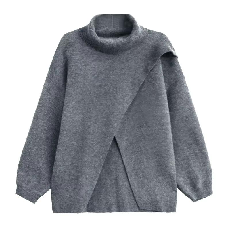 Xitao Повседневный однотонный свободный свитер с длинными рукавами GMM1048