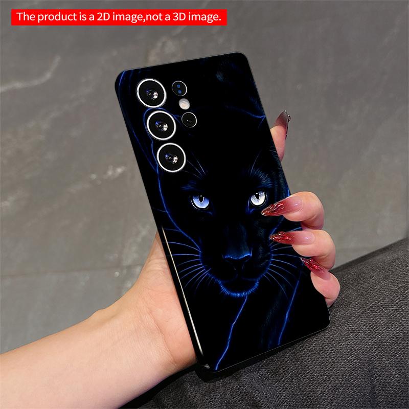 2DFlat Samsung phone case Glowing Black Panther Eyes Phone Case Applicable to Galaxy S23 S24 S25ULTRA S26 A12 A14 A15 A16 A54 A55