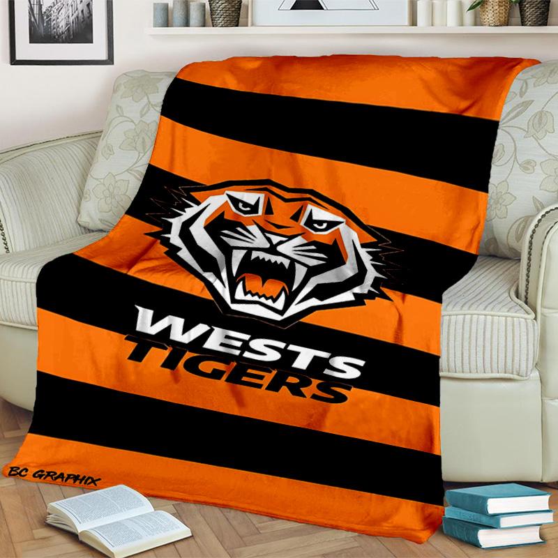 Плед Wests Tigers Roar Strength And Pride Подходит для диванов, кроватей, офисов и кемпинга - Идеальный подарок на Хэллоуин, Рождество