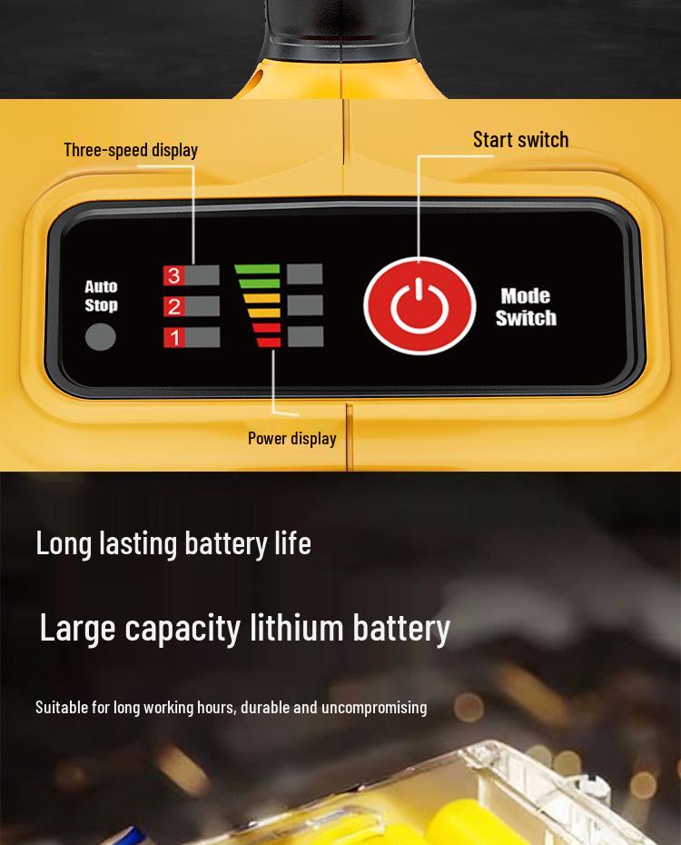 Rechargeable Electric Impact Wrench with High Torque Brushless Motor and Lithium Battery