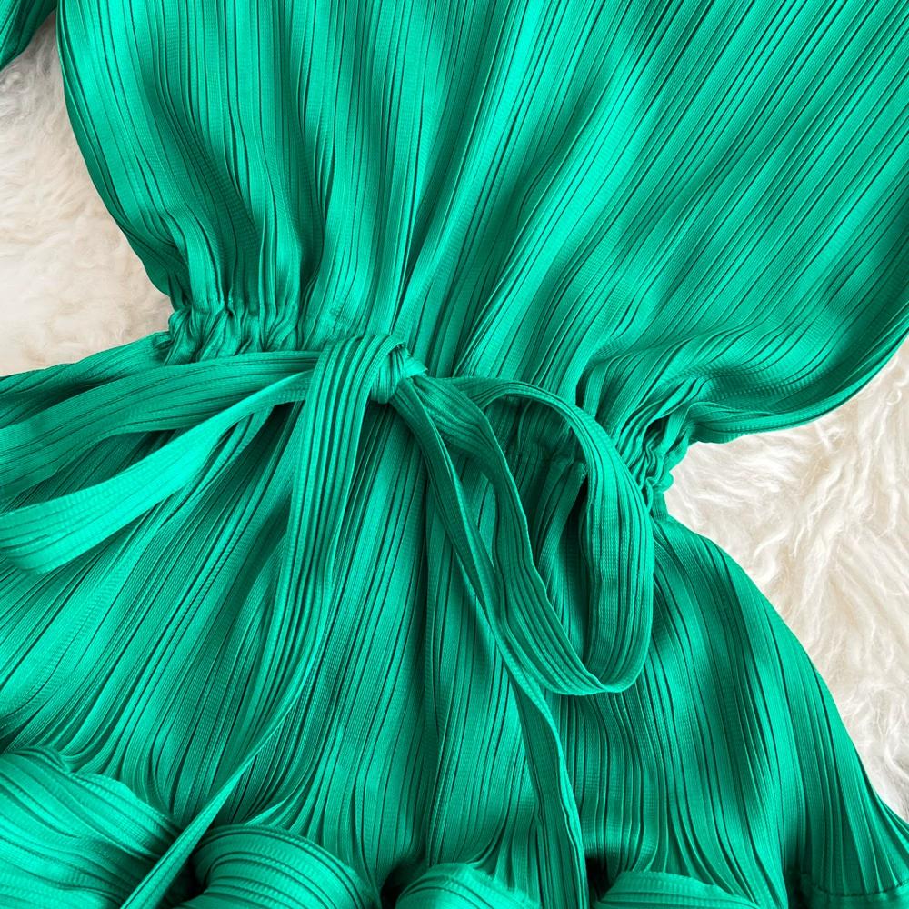 Весенне-осенние женские однотонные большие эластичные вечерние платья с длинными рукавами и оболочкой большого размера