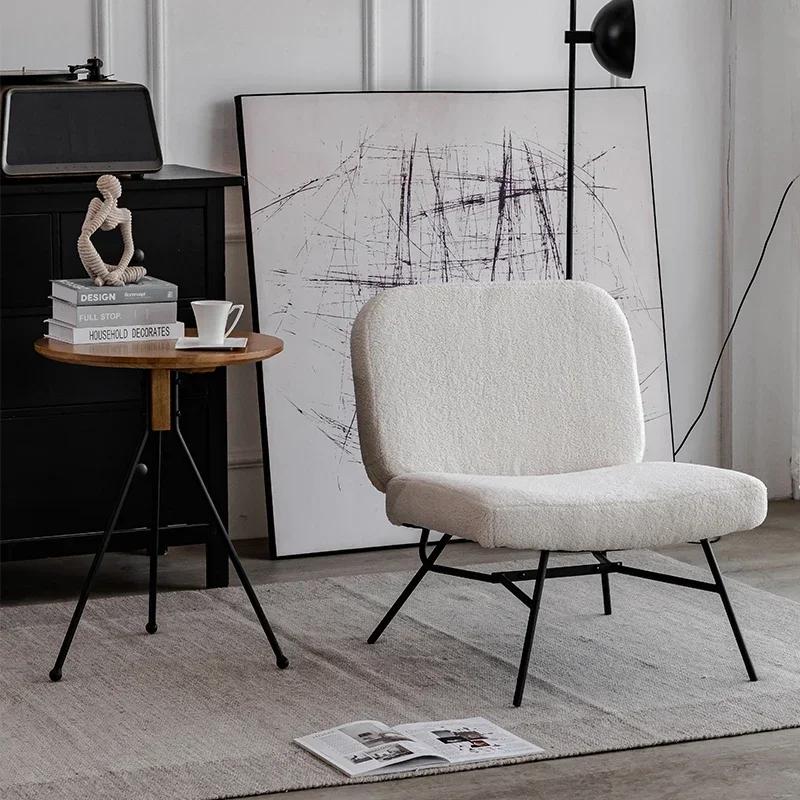 Скандинавский Роскошный Бархатный Диван-Кресло из Овечьей Шерсти – Одинарный Ретро Железный Дизайн, Подходит для Ресторана и Кафе