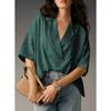 Women's, Summer New Style, Short Sleeved, Lapel, Casual, Loose Fit, Top, Solid Color Shirt