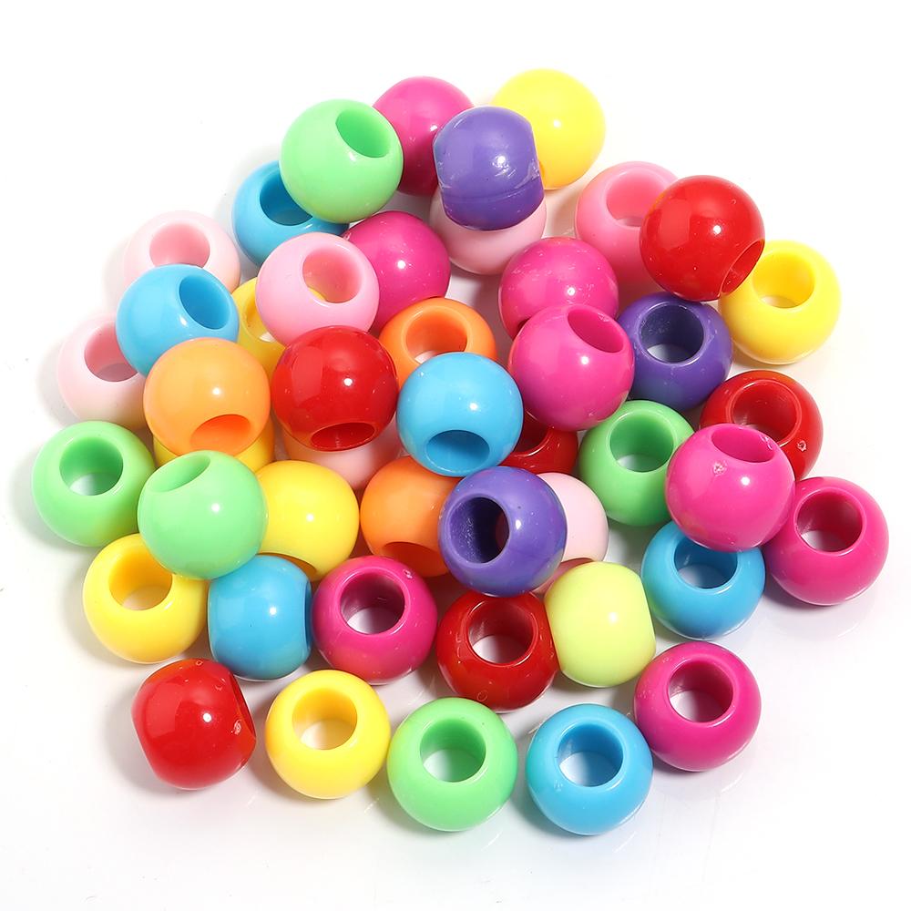 50pcs/lot 10 12 14mm Acrylic Big Hole Beads Multicolor Loose Spacer Round Beads For DIY Bracelet Earrings Jewelry Accessories