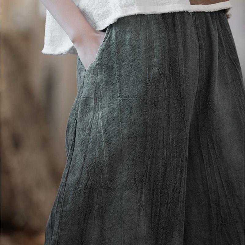 Johnature Женские винтажные широкие брюки с эластичной резинкой на талии, летние свободные женские повседневные брюки до щиколотки