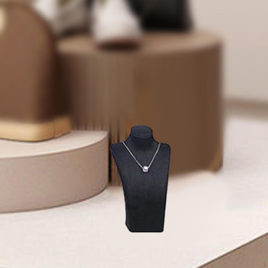 Necklace Bust Display Stand Jewelry Holder Photo Prop, PU Leather Selling Storage Rack Shop