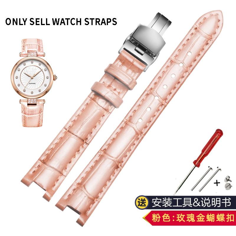 For Rossini 516752 616764 517784 5758G Notch Watch Chain Cowhide Leather Watchband Red Bracelet Men Women 14mm 16mm 18mm Strap