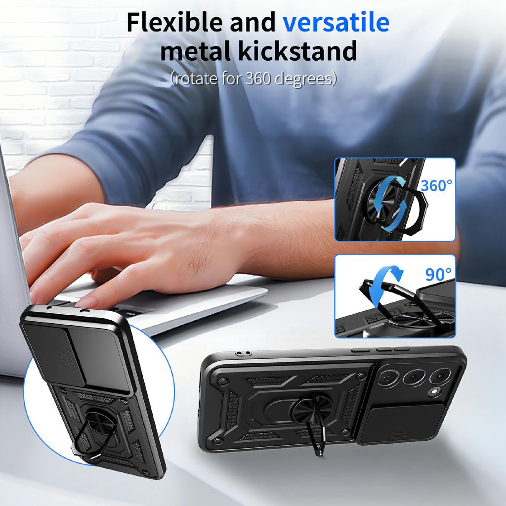 Чехол для TECNO Spark 40 Pro+ 4G со шторкой для камеры, из ПК + ТПУ, с подставкой, чехол для телефона