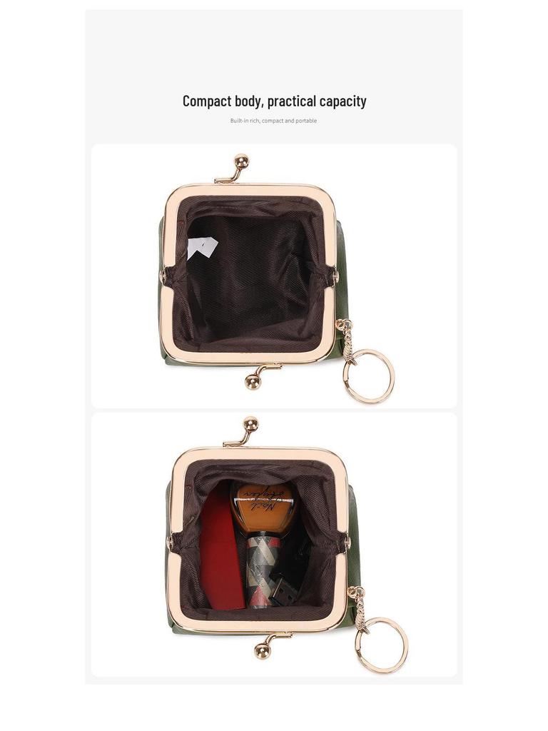 2024 Ретро Милый Кошелек для Монет на Клипсе и Сумка для Ключей - Компактный и Универсальный Отсек для Помады