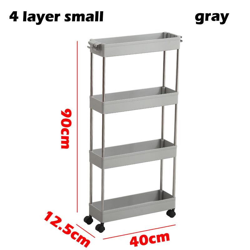 3/4 Layer Kitchen Storage Rack Movable Plastic Bathroom Shelf Wheels Space Saving Organizer ARI
