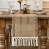 Rustic Boho Table Runner Solid Color Festival Dining Table Cover Advanced Tablecloth  Christmas