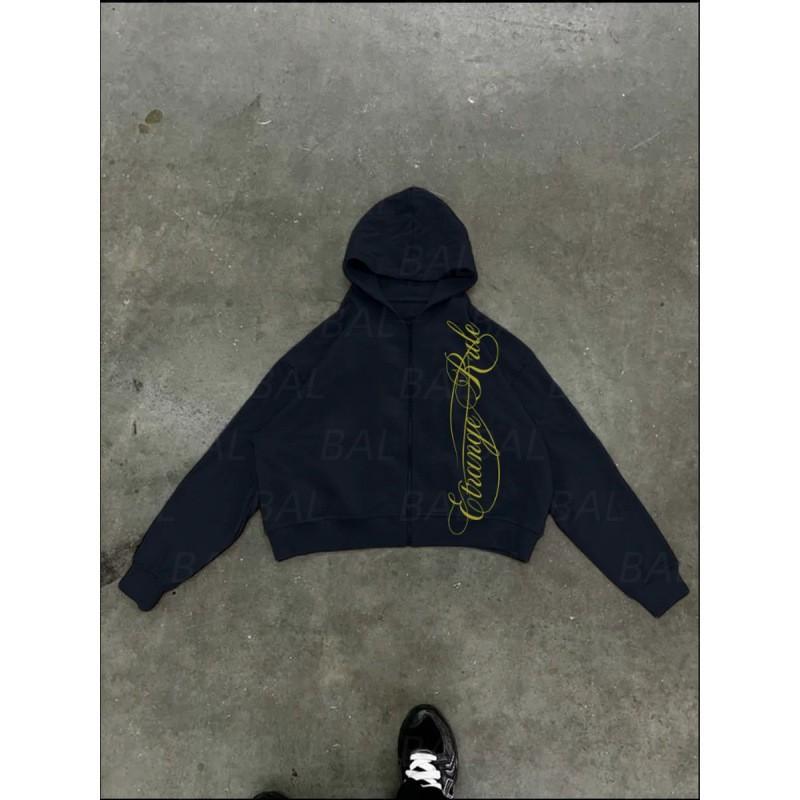 Mens Hooded Zip Sweatshirt 3D Print Loose Retro Casual Jacket Youth