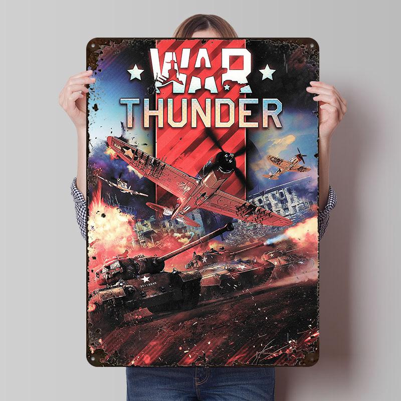 Плакат War Thunder Настенное искусство на заказ Винтажные металлические таблички Ретро жестяная табличка для мужской комнаты Дома и Декора Игрового Офиса Декор