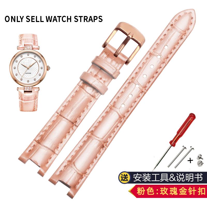 For Rossini 516752 616764 517784 5758G Notch Watch Chain Cowhide Leather Watchband Red Bracelet Men Women 14mm 16mm 18mm Strap