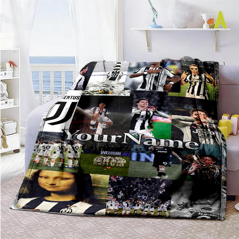Juventus Personalized Text Blanket Lightweight Personalized Blanket Ultra-Soft Throw For Bedding Picnics Office Chair Couch Ideal for All Seasons