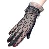 Women's Spring and Summer Fashion Sexy Leopard Print Breathable Mesh Gloves Short Driving Sun Protection Gloves Shiny Sand Edge Gloves