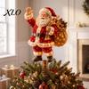 Unique Winter Home Ornament Lighted Christmas Tree Topper, Illuminated Santa Claus Gingerbread Nutcracker Treetop Spring Loaded Crown with Base