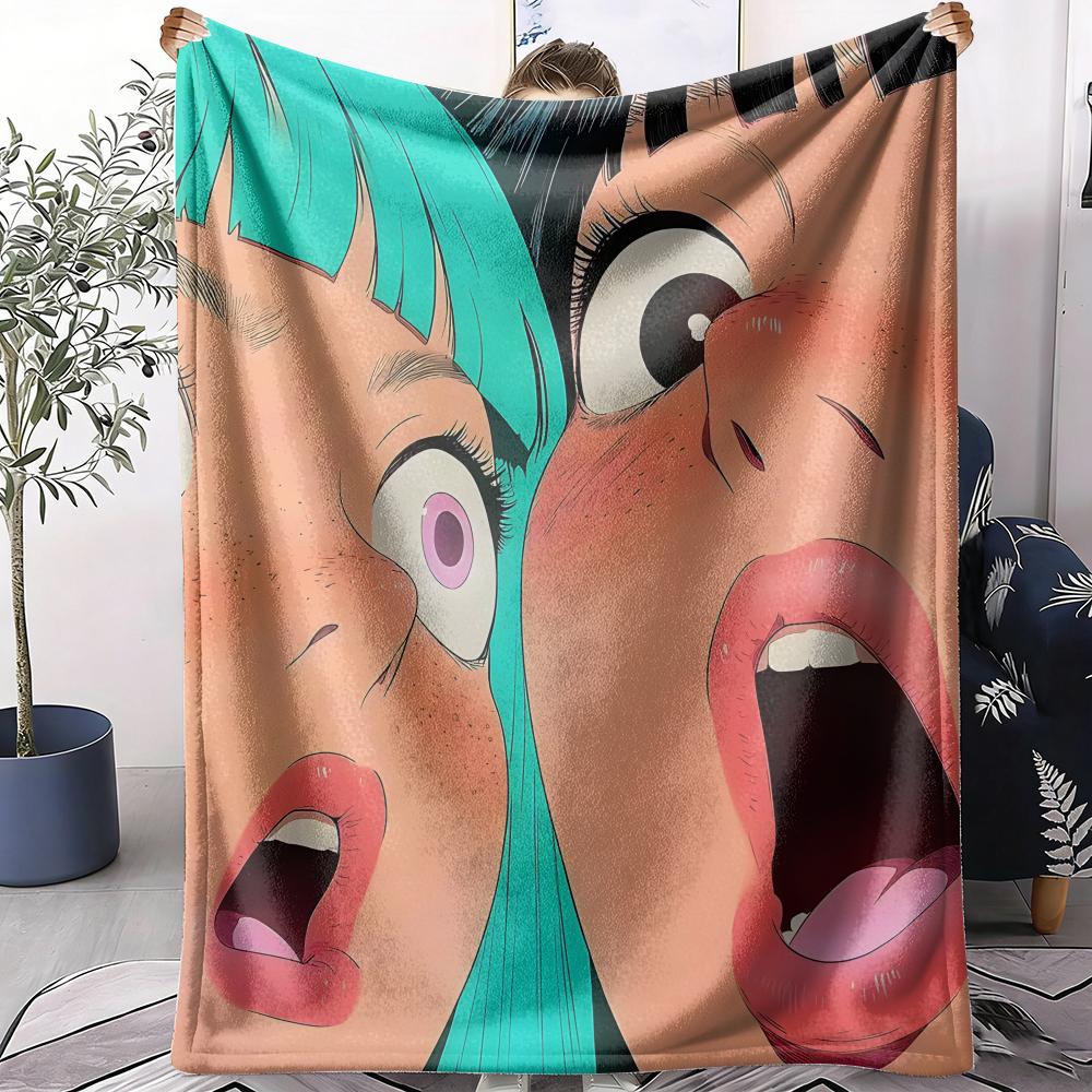 Anime Girl Throw Soft Flannel AC Blanket Lightweight Summer Nap Throw Cozy Blanket for Sofa Bed Travel Home