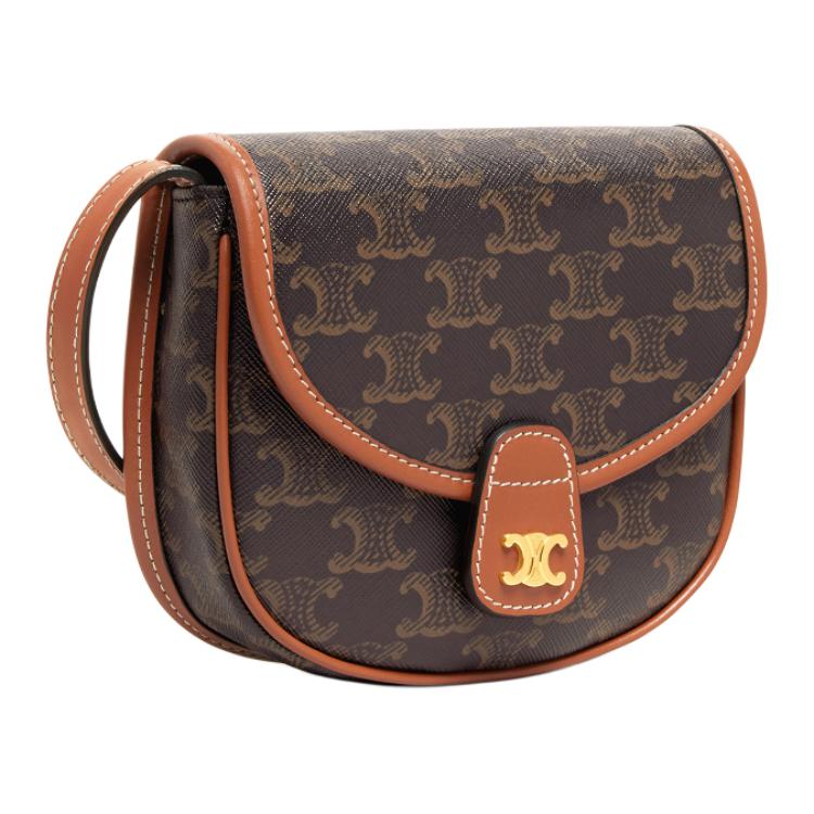 Celine Besace Monogram Flap Mini Shoulder Bag Women bags Brown 196702BZJ-04LU