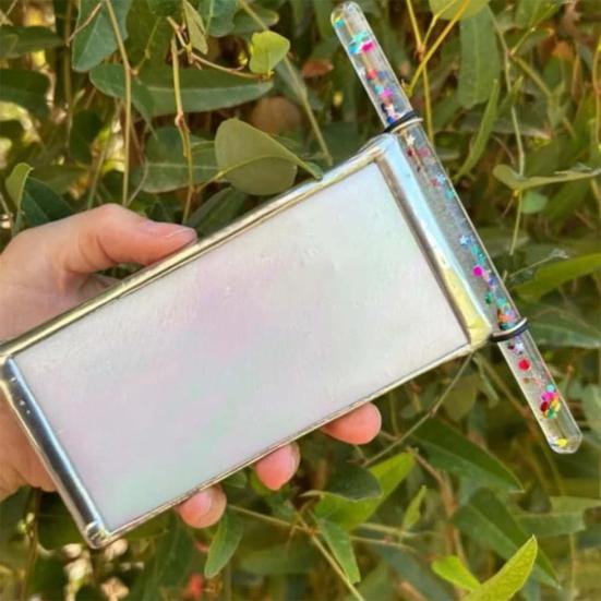 Витражный калейдоскоп ручной работы, трехсторонний цветной калейдоскоп ауры, с палочкой с блестками для рождественских, юбилейных, свадебных подарков