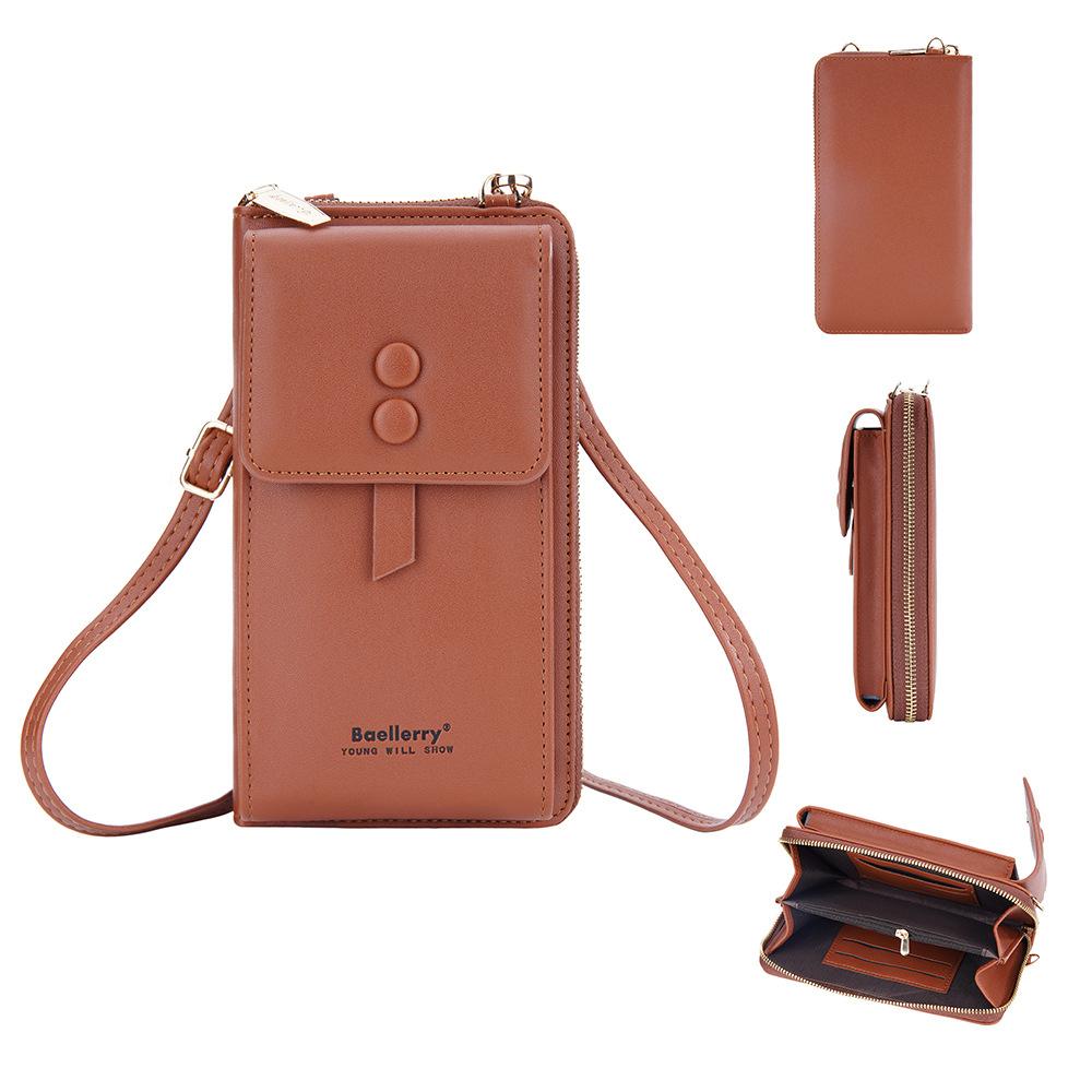 Baellerry женская сумка для мобильного телефона с застежкой-кнопкой, кошелек с несколькими отделениями для карт, сумка через плечо из искусственной кожи в корейском стиле