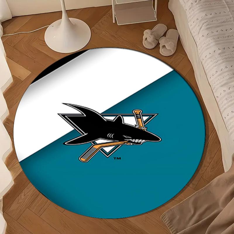 San-Jose Sharks Hockey Round Rug for Livingroom,Bedroom, Palyroom, Chair Rug, Area rug, Circle Carpet, Large Size Decor Fan Christmas gift