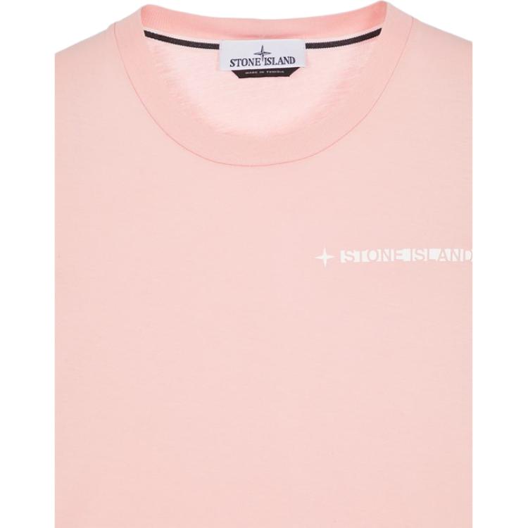 STONE ISLAND Мужская футболка с принтом логотипа SS23, круглый вырез, короткий рукав, топ, розовый 78152NS83-V0080