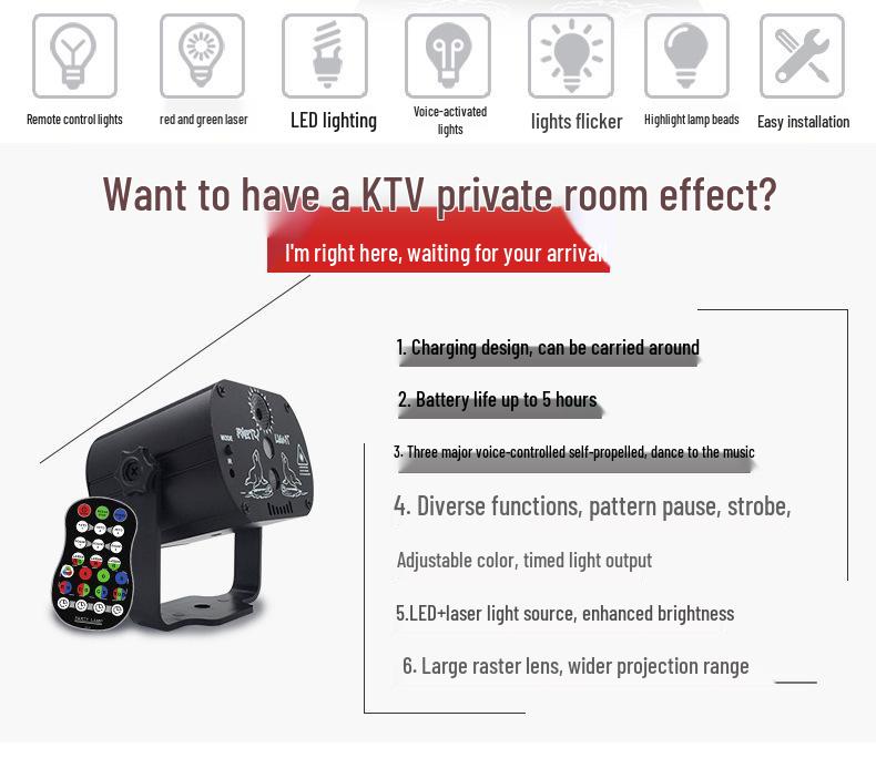 LED Seven-Color Outdoor Mini Laser Stage Light with USB for Disco, Christmas, and Starry Sky Projections