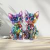 Kitten Desktop Standing Decoration Colorful Miniature 2D Acrylic Dual Cat Sign Standing Animal Ornaments