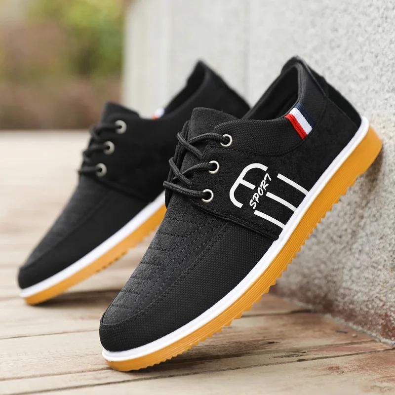 Классические мужские парусиновые туфли, модные дышащие мужские повседневные кроссовки, легкие на шнуровке, вулканизированные туфли, нескользящие рабочие туфли для мужчин