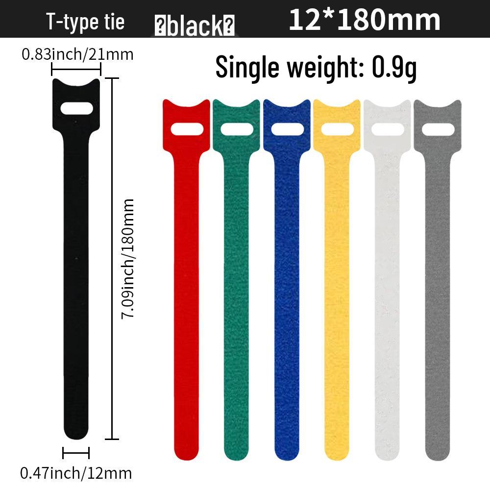 T-Type Magic Tape Cable Ties for Earphones, Data Cables, Organizers, and Network Cables with Back-to-Back Adhesive Straps.