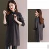Turtleneck Knitted Dress for Women Loose Mid-length Sweater Dress Solid-color Casual Pullover Autumn and Winter