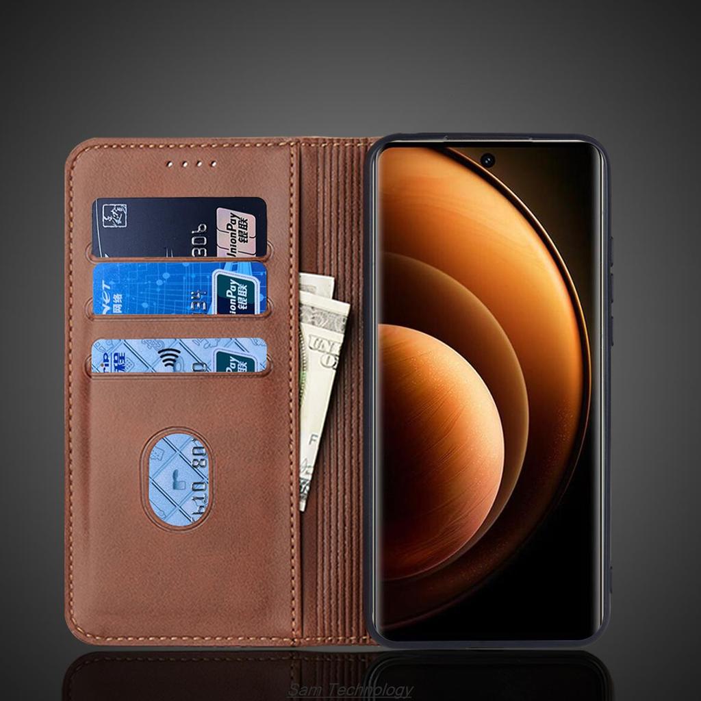 Магнитное притяжение Кожаный чехол для Vivo X100 X 100 Держатель для карт Кобура Чехол-книжка Чехол-кошелек Сумки для телефона Fundas Coque